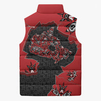 Canada National Indigenous Peoples Day Sleeveless Puffer Jacket Red Map Haida Totem Patterns