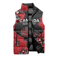 Canada National Indigenous Peoples Day Sleeveless Puffer Jacket Red Map Haida Totem Patterns