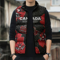 Canada National Indigenous Peoples Day Sleeveless Puffer Jacket Red Map Haida Totem Patterns