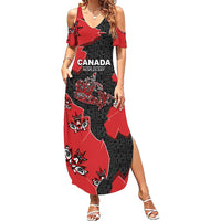 Canada National Indigenous Peoples Day Summer Maxi Dress Red Map Haida Totem Patterns