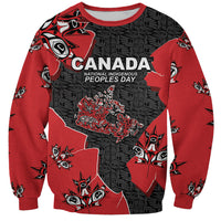 Canada National Indigenous Peoples Day Sweatshirt Red Map Haida Totem Patterns
