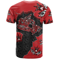Canada National Indigenous Peoples Day T Shirt Red Map Haida Totem Patterns
