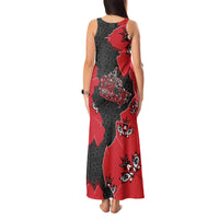Canada National Indigenous Peoples Day Tank Maxi Dress Red Map Haida Totem Patterns