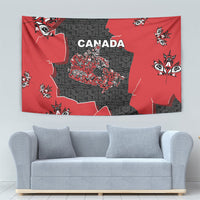 Canada National Indigenous Peoples Day Tapestry Red Map Haida Totem Patterns