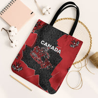 Canada National Indigenous Peoples Day Tote Bag Red Map Haida Totem Patterns