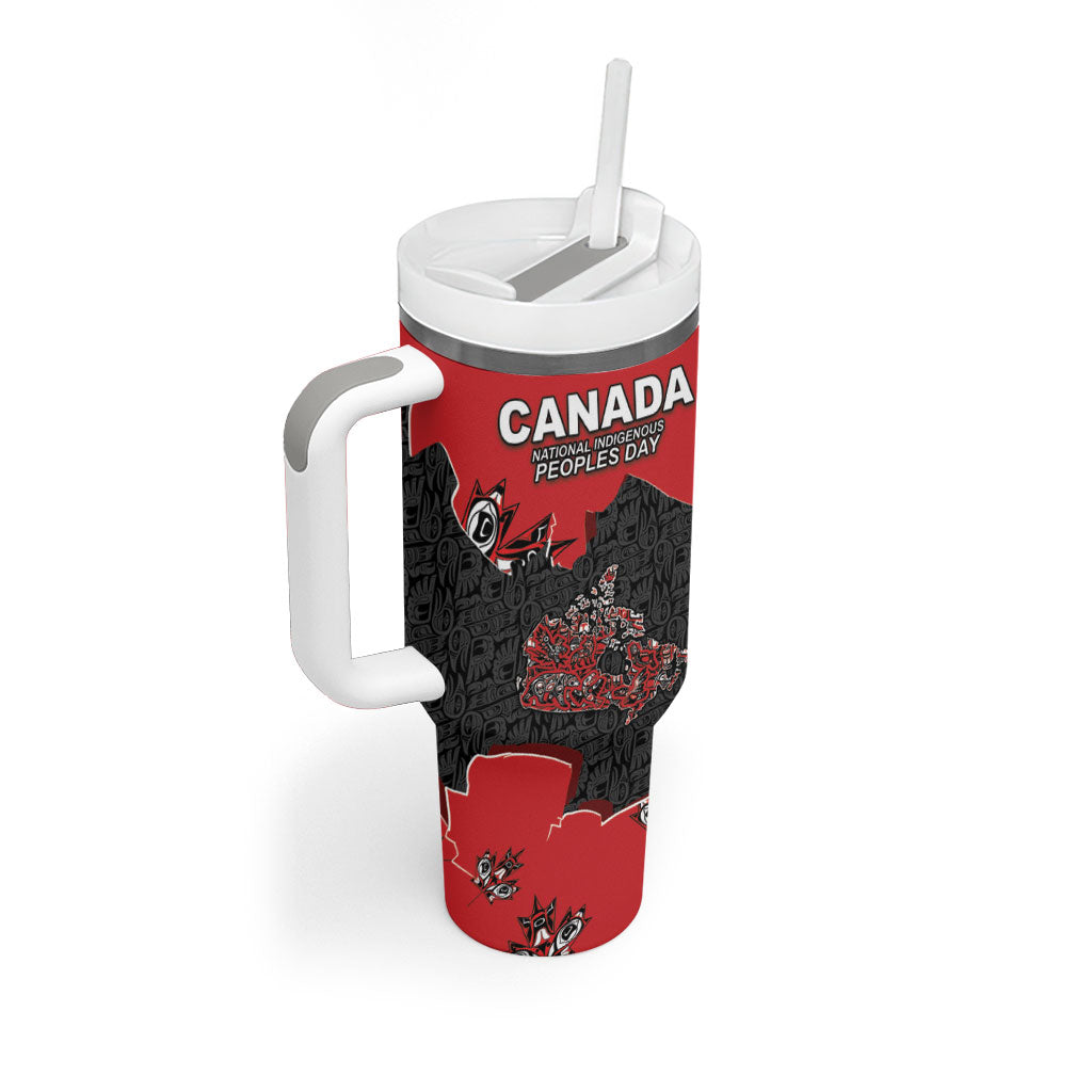 Canada National Indigenous Peoples Day Tumbler With Handle Red Map Haida Totem Patterns