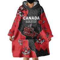 Canada National Indigenous Peoples Day Wearable Blanket Hoodie Red Map Haida Totem Patterns