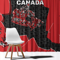 Canada National Indigenous Peoples Day Window Curtain Red Map Haida Totem Patterns