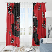 Canada National Indigenous Peoples Day Window Curtain Red Map Haida Totem Patterns