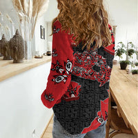 Canada National Indigenous Peoples Day Women Casual Shirt Red Map Haida Totem Patterns