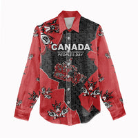 Canada National Indigenous Peoples Day Women Casual Shirt Red Map Haida Totem Patterns