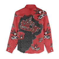 Canada National Indigenous Peoples Day Women Casual Shirt Red Map Haida Totem Patterns