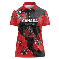 Canada National Indigenous Peoples Day Women Polo Shirt Red Map Haida Totem Patterns