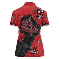 Canada National Indigenous Peoples Day Women Polo Shirt Red Map Haida Totem Patterns