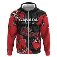 Canada National Indigenous Peoples Day Zip Hoodie Red Map Haida Totem Patterns