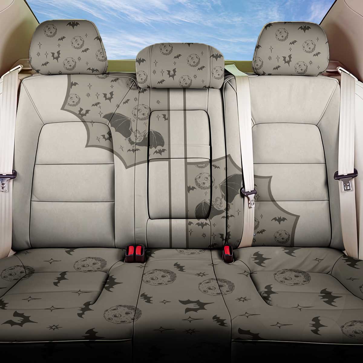 Western Gothic Yoke Back Car Seat Cover Bat And Stars - Wonder Print Shop