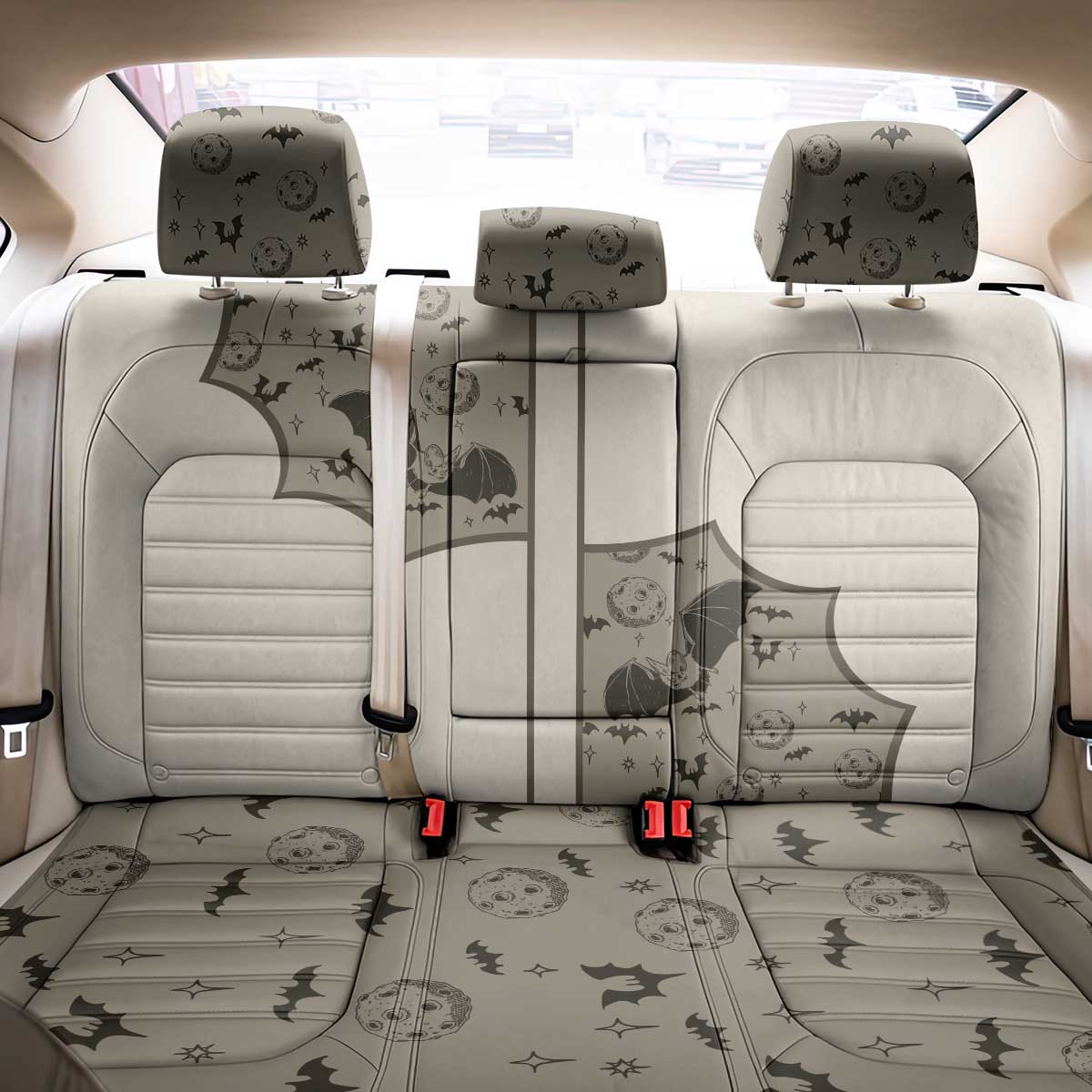 Western Gothic Yoke Back Car Seat Cover Bat And Stars - Wonder Print Shop