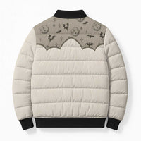 Western Gothic Yoke Bomber Puffer Jacket Bat And Stars - Wonder Print Shop