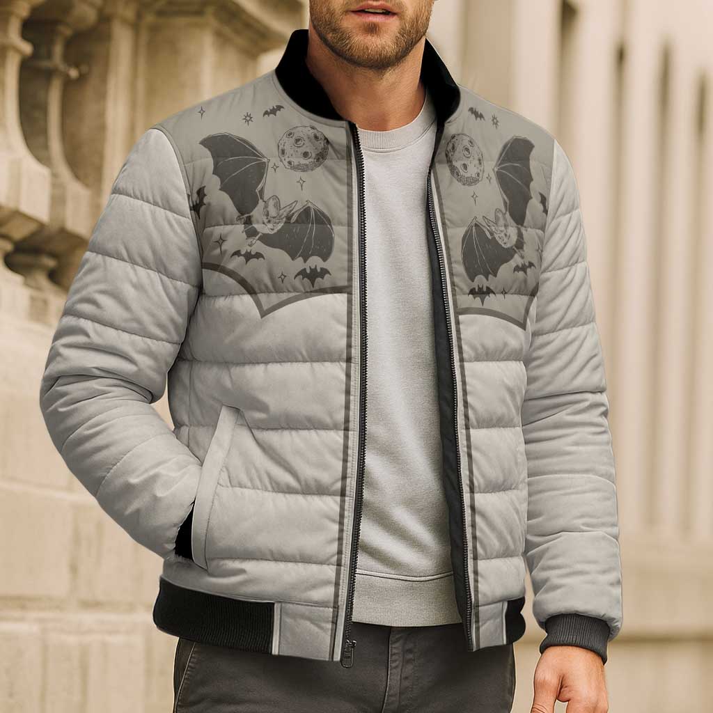 Western Gothic Yoke Bomber Puffer Jacket Bat And Stars - Wonder Print Shop