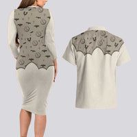 Western Gothic Yoke Couples Matching Long Sleeve Bodycon Dress and Hawaiian Shirt Bat And Stars - Wonder Print Shop