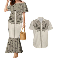 Western Gothic Yoke Couples Matching Mermaid Dress and Hawaiian Shirt Bat And Stars - Wonder Print Shop