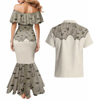 Western Gothic Yoke Couples Matching Mermaid Dress and Hawaiian Shirt Bat And Stars - Wonder Print Shop