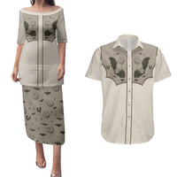 Western Gothic Yoke Couples Matching Puletasi and Hawaiian Shirt Bat And Stars - Wonder Print Shop