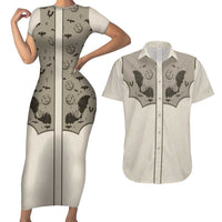 Western Gothic Yoke Couples Matching Short Sleeve Bodycon Dress and Hawaiian Shirt Bat And Stars - Wonder Print Shop
