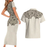Western Gothic Yoke Couples Matching Short Sleeve Bodycon Dress and Hawaiian Shirt Bat And Stars - Wonder Print Shop
