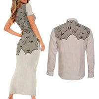 Western Gothic Yoke Couples Matching Short Sleeve Bodycon Dress and Long Sleeve Button Shirt Bat And Stars - Wonder Print Shop