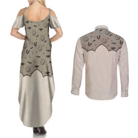 Western Gothic Yoke Couples Matching Summer Maxi Dress and Long Sleeve Button Shirt Bat And Stars - Wonder Print Shop