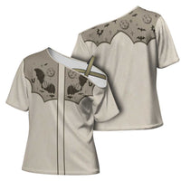 Western Gothic Yoke Cross Shoulder Shirt Bat And Stars - Wonder Print Shop