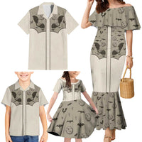 Western Gothic Yoke Family Matching Mermaid Dress and Hawaiian Shirt Bat And Stars - Wonder Print Shop