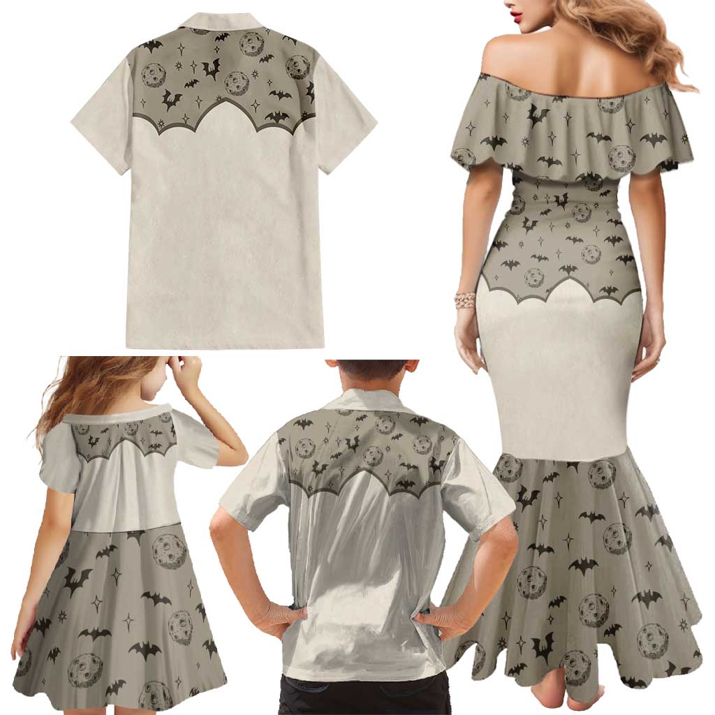 Western Gothic Yoke Family Matching Mermaid Dress and Hawaiian Shirt Bat And Stars - Wonder Print Shop