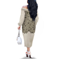 Western Gothic Yoke Family Matching Off The Shoulder Long Sleeve Dress and Hawaiian Shirt Bat And Stars - Wonder Print Shop