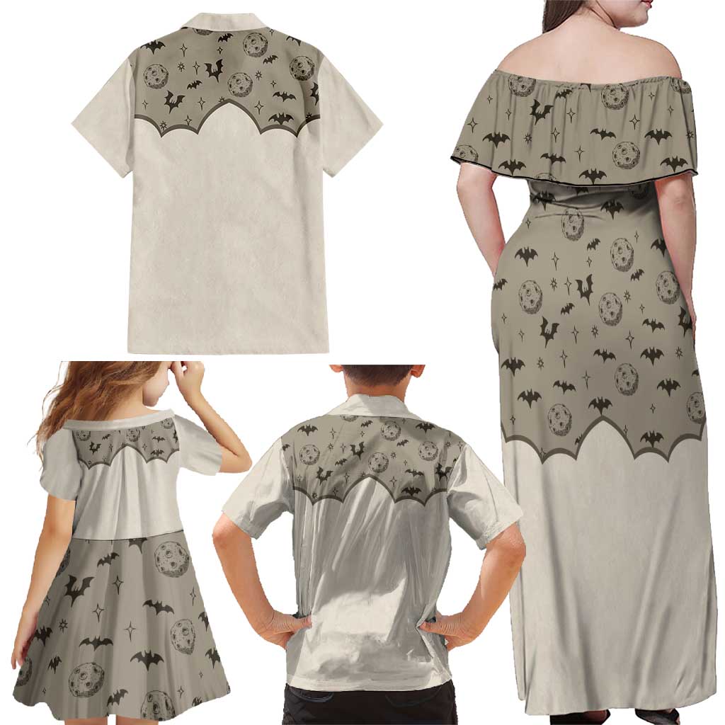 Western Gothic Yoke Family Matching Off Shoulder Maxi Dress and Hawaiian Shirt Bat And Stars - Wonder Print Shop