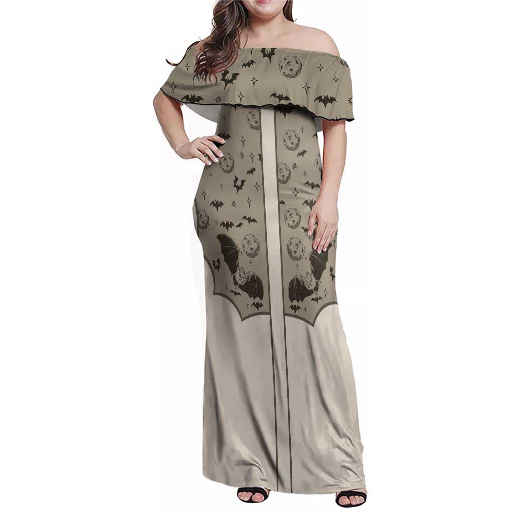 Western Gothic Yoke Family Matching Off Shoulder Maxi Dress and Hawaiian Shirt Bat And Stars - Wonder Print Shop