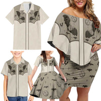 Western Gothic Yoke Family Matching Off Shoulder Short Dress and Hawaiian Shirt Bat And Stars - Wonder Print Shop