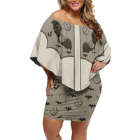 Western Gothic Yoke Family Matching Off Shoulder Short Dress and Hawaiian Shirt Bat And Stars - Wonder Print Shop