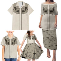 Western Gothic Yoke Family Matching Puletasi and Hawaiian Shirt Bat And Stars - Wonder Print Shop