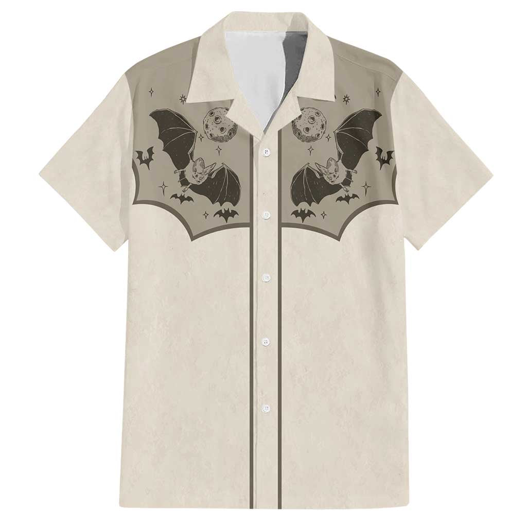 Western Gothic Yoke Family Matching Short Sleeve Bodycon Dress and Hawaiian Shirt Bat And Stars - Wonder Print Shop