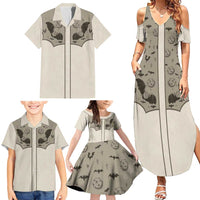 Western Gothic Yoke Family Matching Summer Maxi Dress and Hawaiian Shirt Bat And Stars - Wonder Print Shop