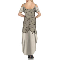 Western Gothic Yoke Family Matching Summer Maxi Dress and Hawaiian Shirt Bat And Stars - Wonder Print Shop