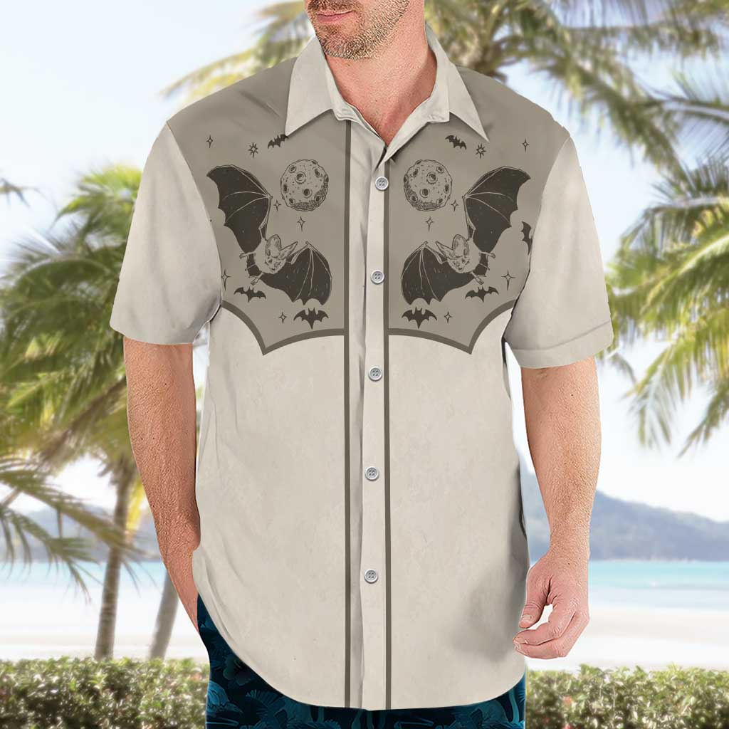 Western Gothic Yoke Hawaiian Shirt Bat And Stars - Wonder Print Shop