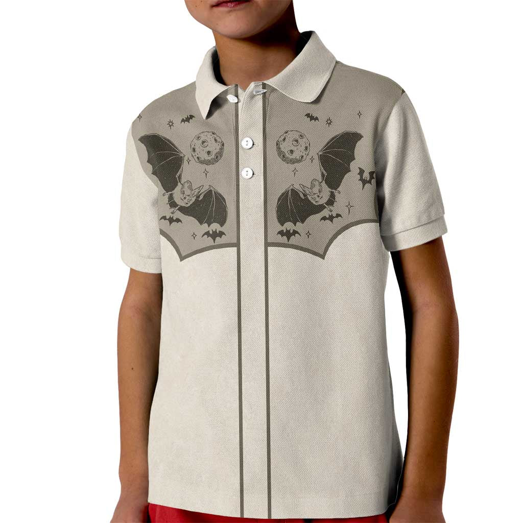 Western Gothic Yoke Kid Polo Shirt Bat And Stars - Wonder Print Shop
