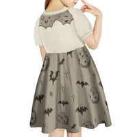 Western Gothic Yoke Kid Short Sleeve Dress Bat And Stars - Wonder Print Shop