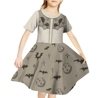 Western Gothic Yoke Kid Short Sleeve Dress Bat And Stars - Wonder Print Shop