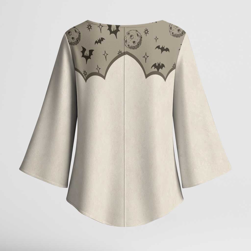 Western Gothic Yoke Kimono Sleeve Blouse Bat And Stars - Wonder Print Shop