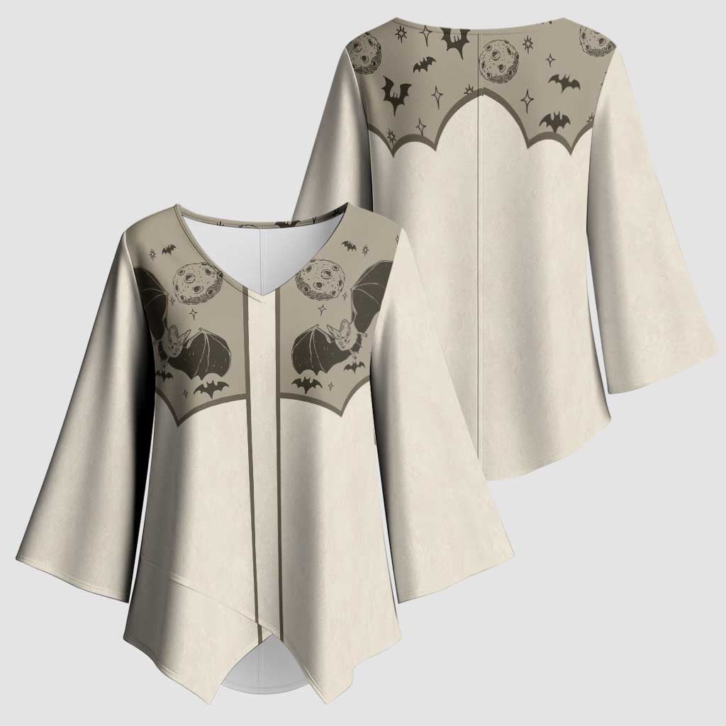 Western Gothic Yoke Kimono Sleeve Blouse Bat And Stars - Wonder Print Shop