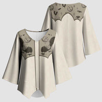 Western Gothic Yoke Kimono Sleeve Blouse Bat And Stars - Wonder Print Shop